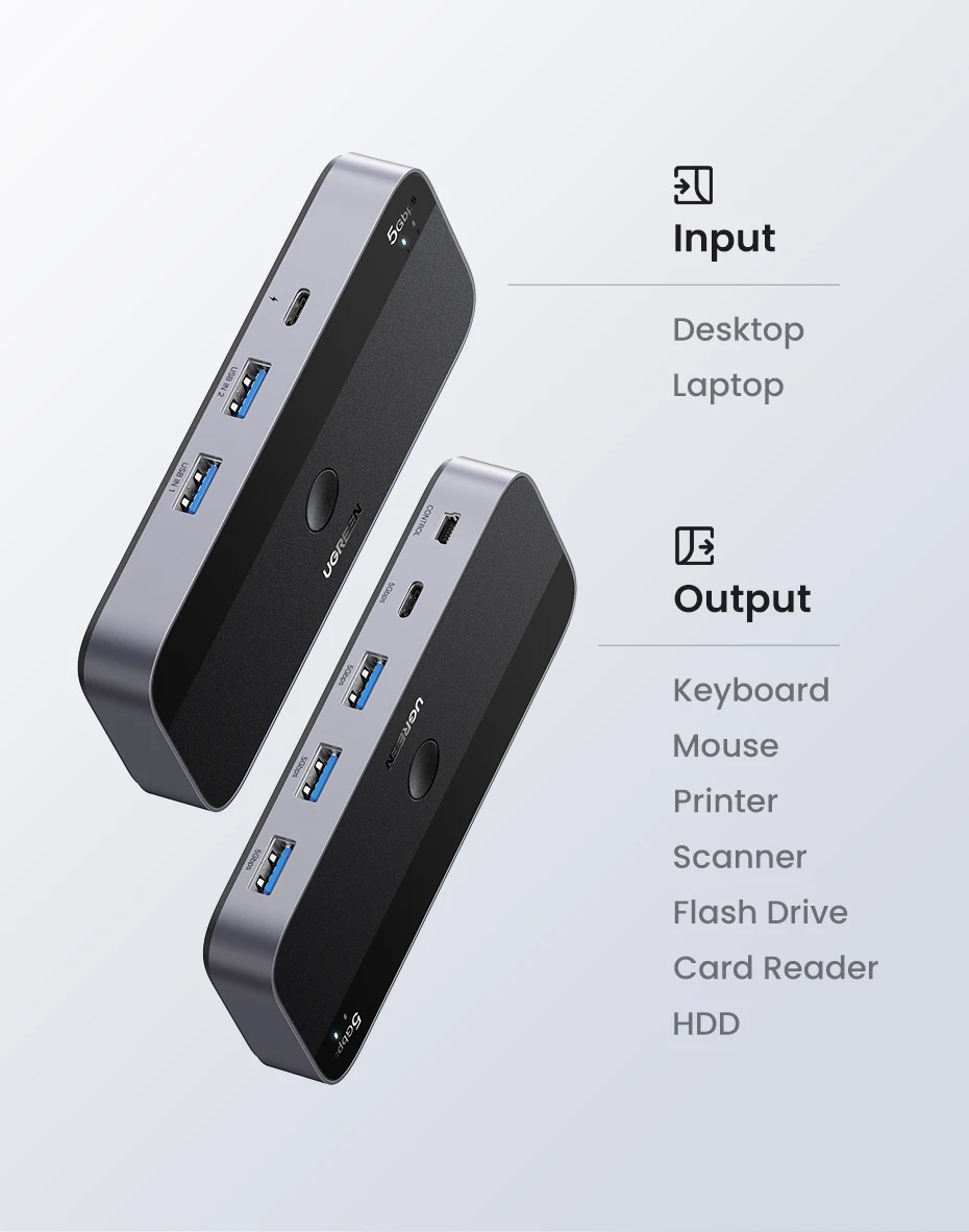 UGREEN-USB 3.0 Switcher para PC, teclado, mouse,