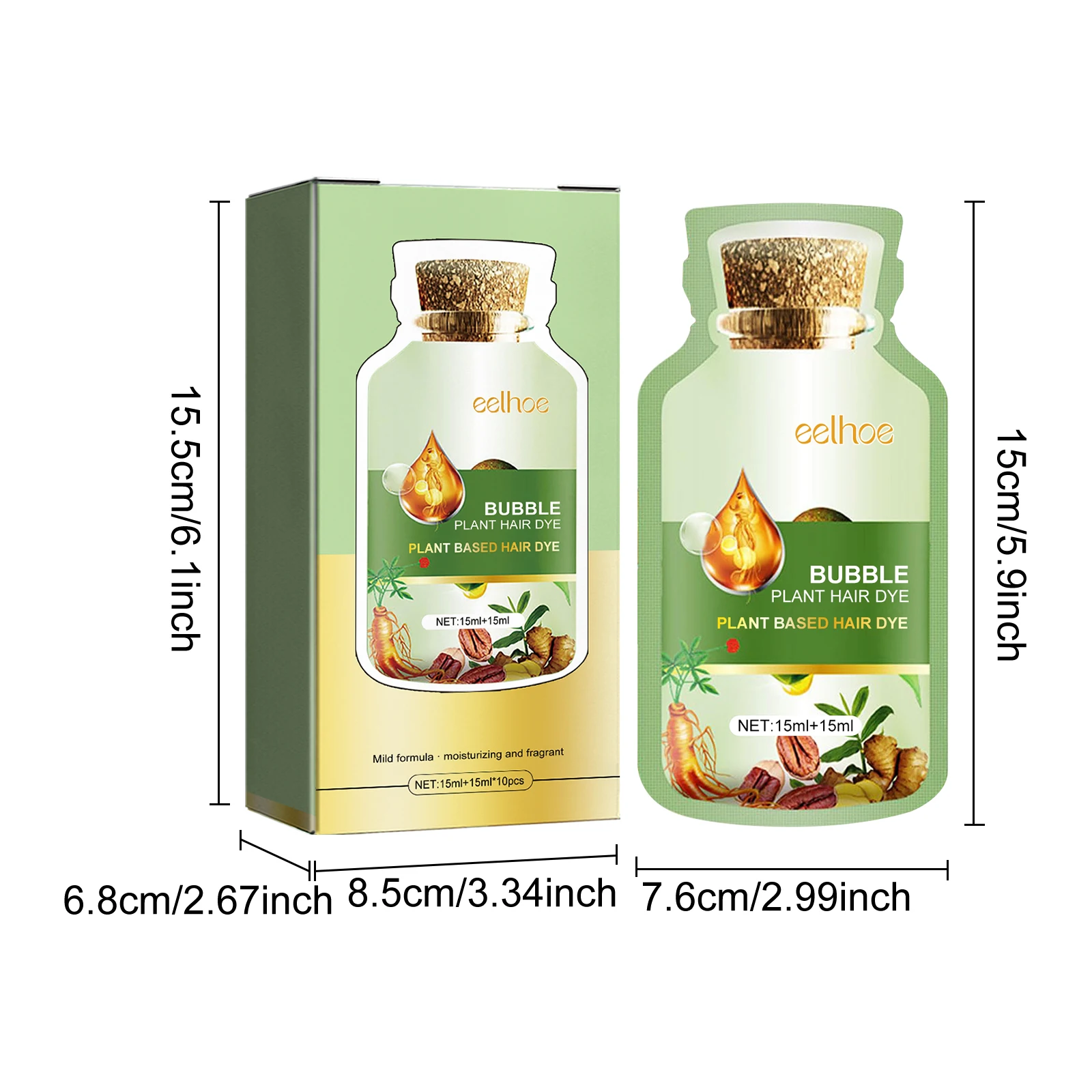 EELHOE Bubble Hair Dyeing Cream Non-irritating Nourishing Scalp Repairing Damaged Hair Natural Fragrance Hair Bubble Dyeing Gel