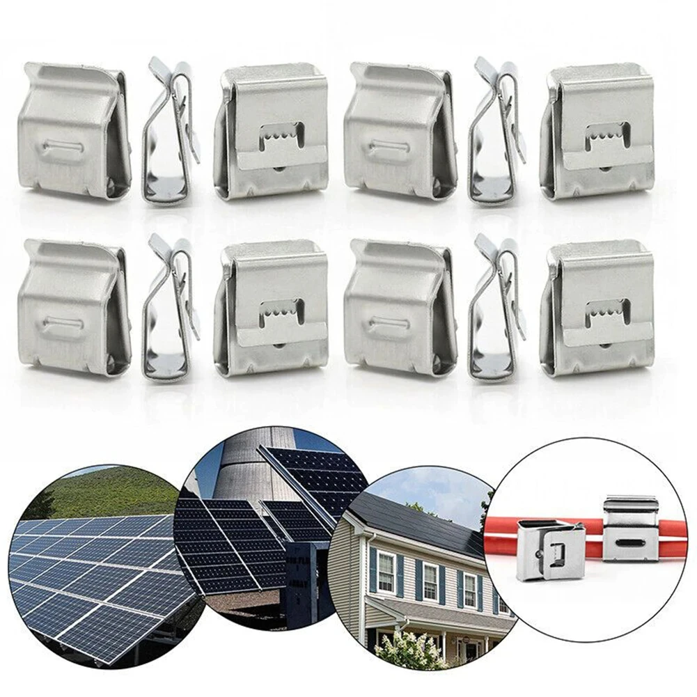 Solar Panel Clips 50/100PCS Stainless Steel Solar Panel Wire Clip Photovoltaic Cable Clip 4 mm&sup2; 2 Wires Outdoor Cable Clamp Solar Mount DIY