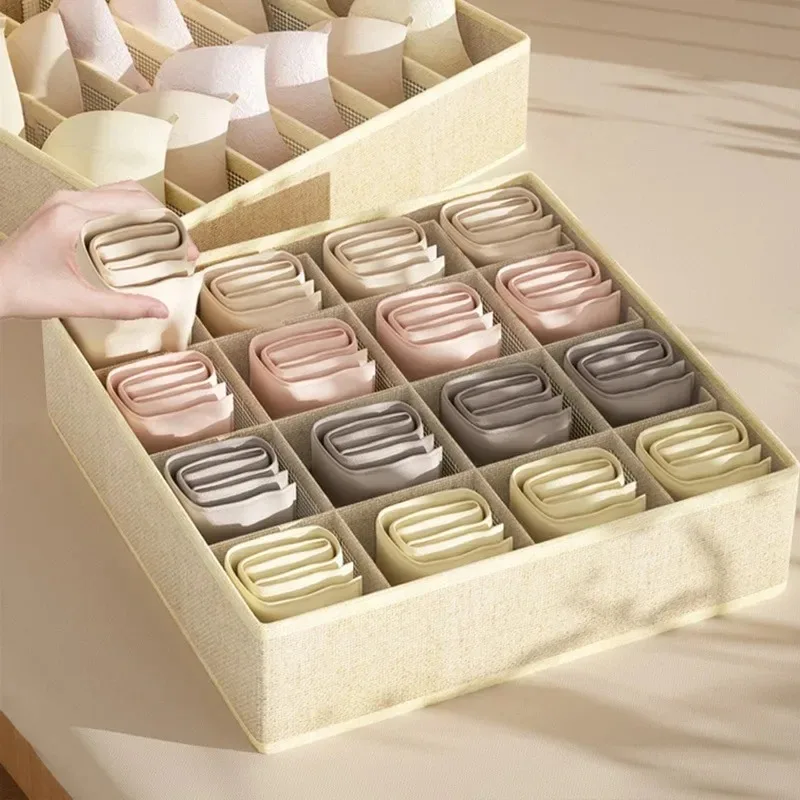 1-2Pcs Underwear Storage Boxes Socks Clothes Storage Organizer Non-woven Fabric Drawer Type Panties Three-piece Set Box Box Home 5
