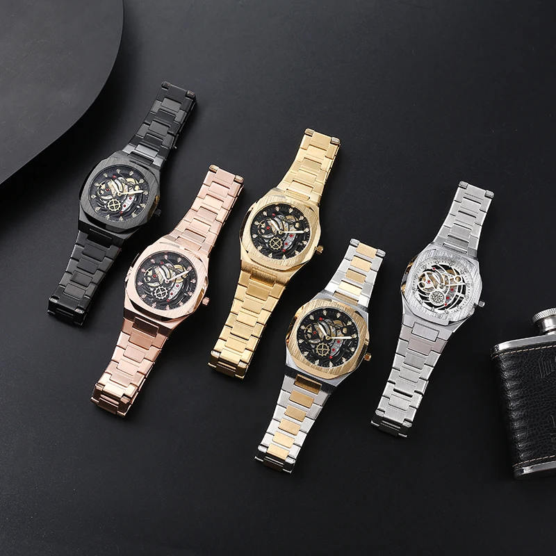 New Wristwatch Men Watch Luxury Quartz Man Watches Skeleton Hands Men's Watch Clock Reloj Hombre