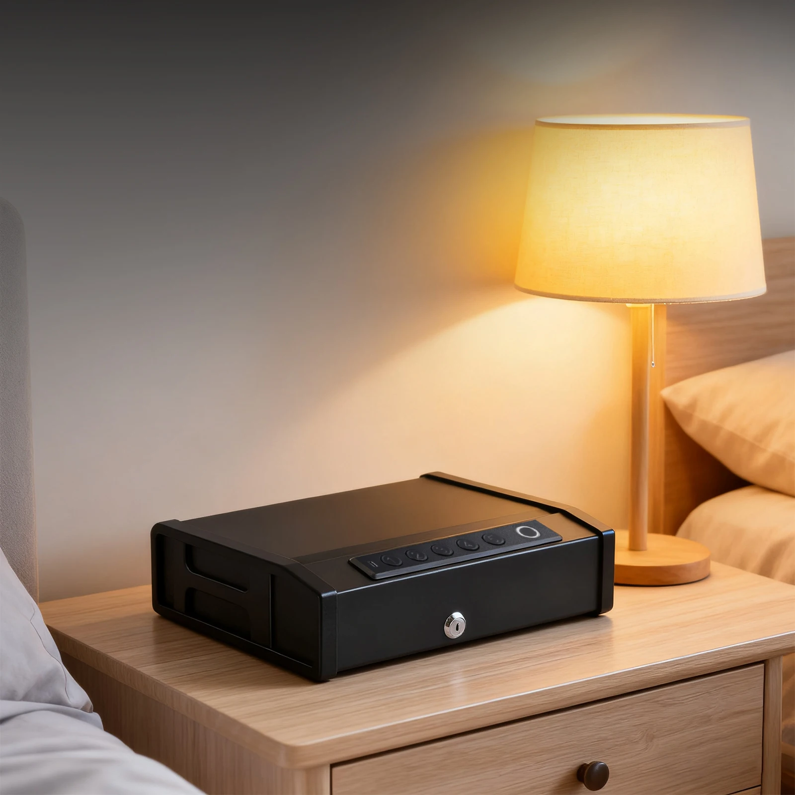 Mounting screws securing the safe in place