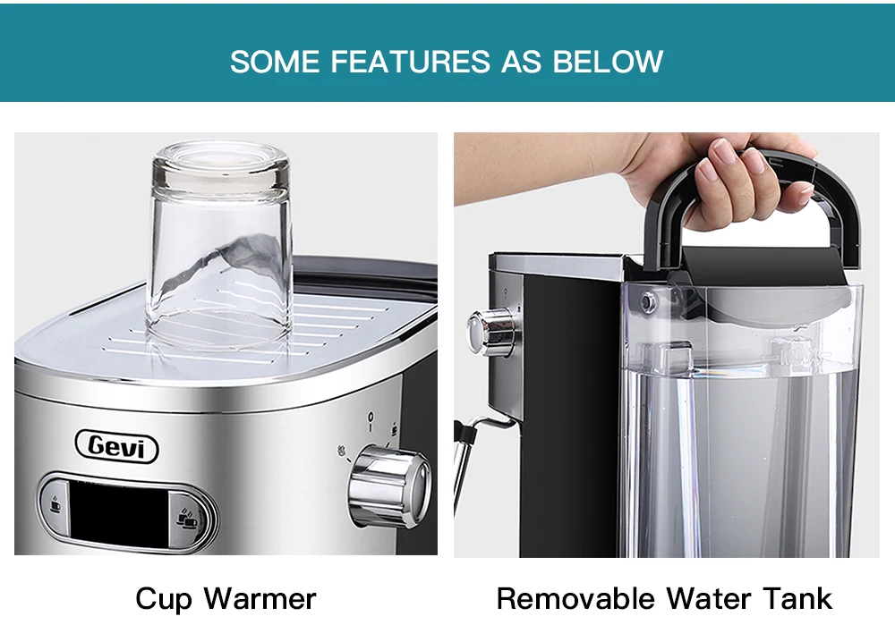 Gevi Espresso Machine 20 Bar Fast Heating Coffee Maker with Foaming