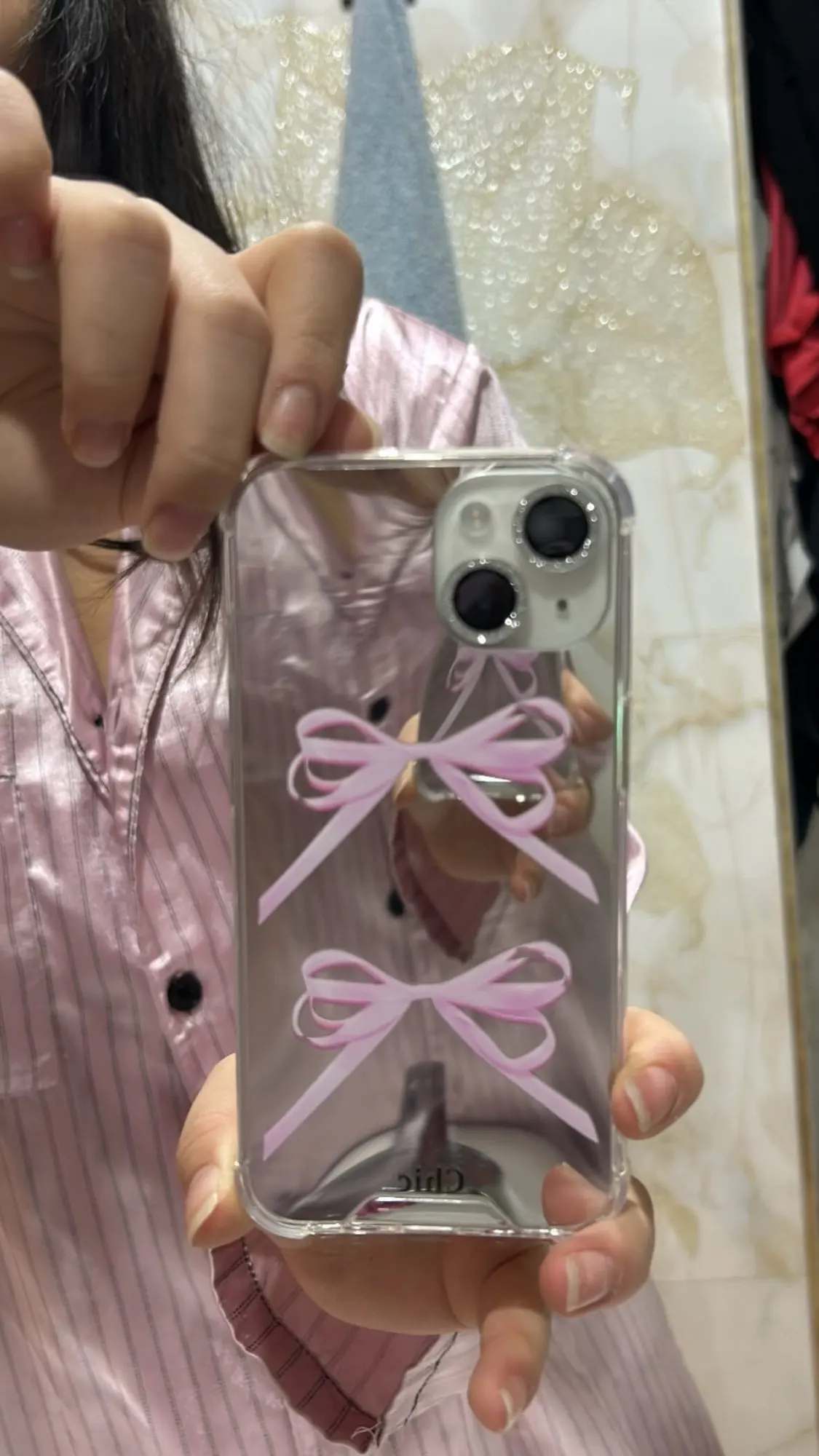 Pink Mirror iPhone Case, customer photo