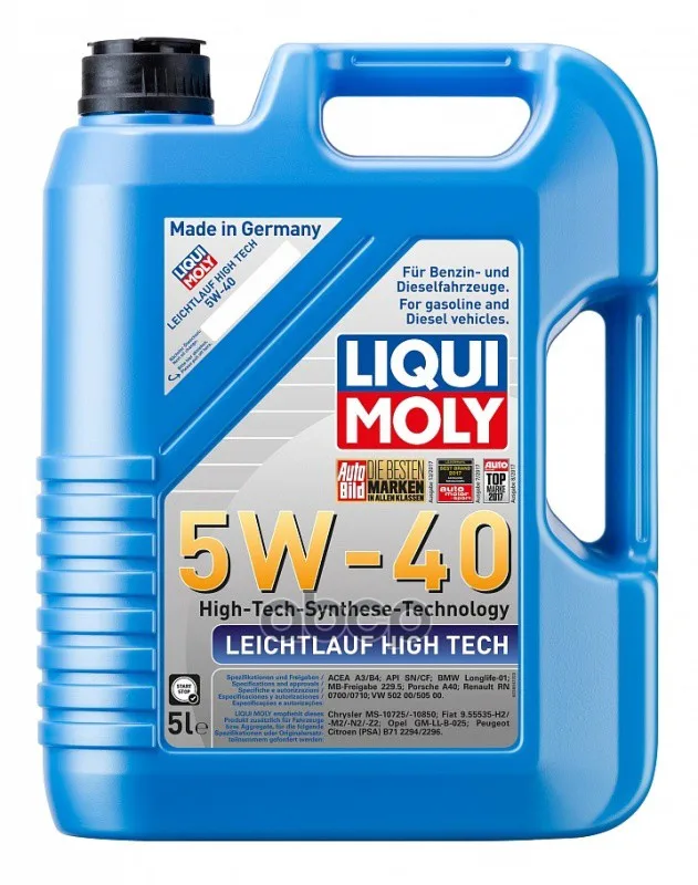 LIQUI MOLY 5W-40 SN/CF leichtlauf high tech 5L (NS-синтетик. Motor. Oil) SN/CF/a3-08/b4-08bmw longlife-01, MB 229.5, Porsch…