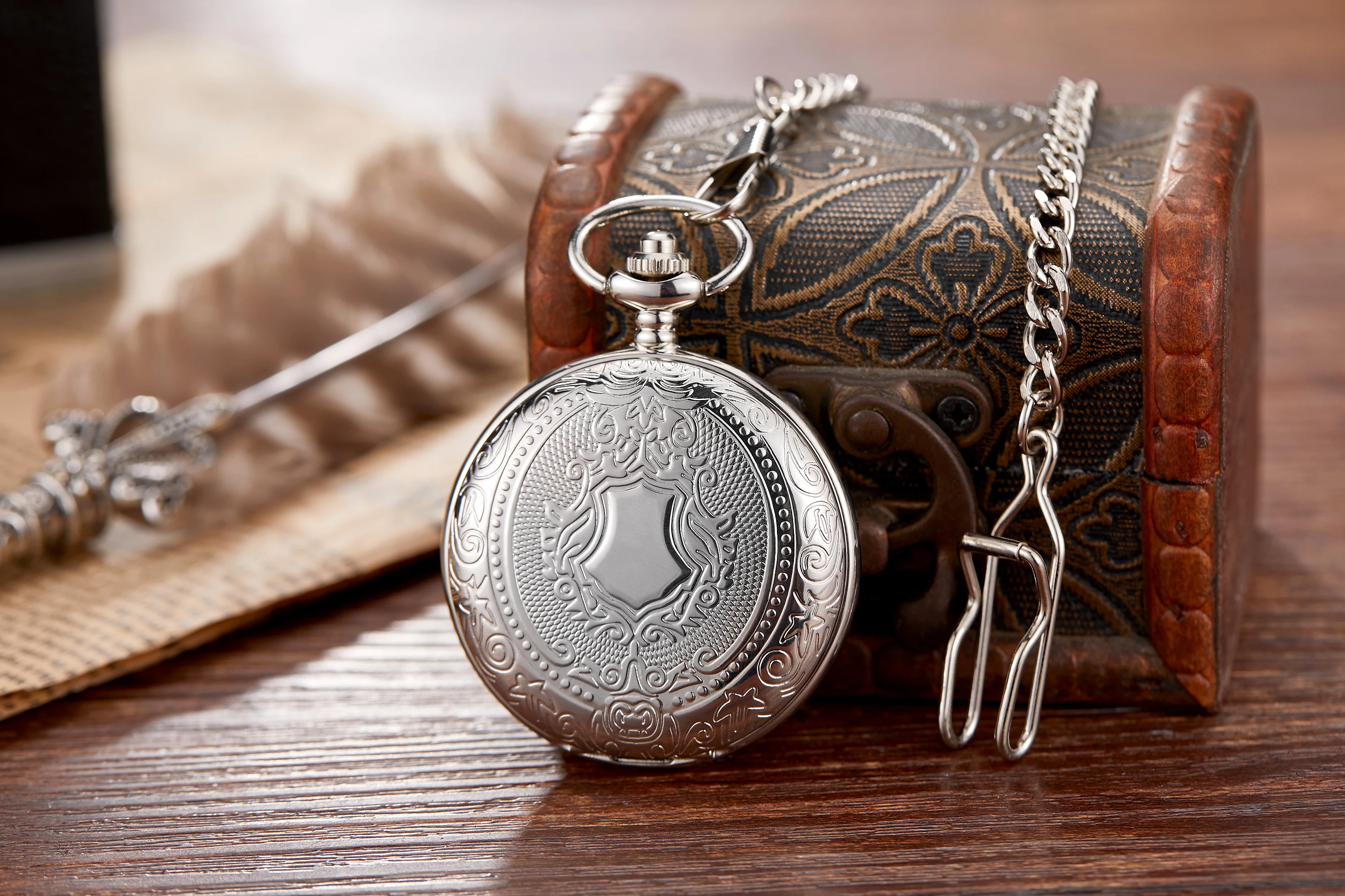 Retro Silver Pocket&Fob Watches Full Double Hunter Mechanical Pocket Watches Engraved Men Women Pocket Watch Chain nurse horloge