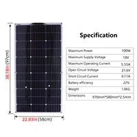 Panneau solaire flexible 200 W 100 W, 2 x 100 W, module solaire monocristallin flexible, cellule solaire photovoltaïque hors réseau, pour camping-car, voiture, abri, toit, bateau, balcon 4