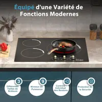 Cooksir Plauqe Vitrocéramique 3 Feux avec Boutons, Encastrable 60CM Table de Cuisson, Anneaux Intérieur et Extérieur, Chauffage Infrarouge, Überhitzungsschutz, Built-in, Sans Prise, 240V 5