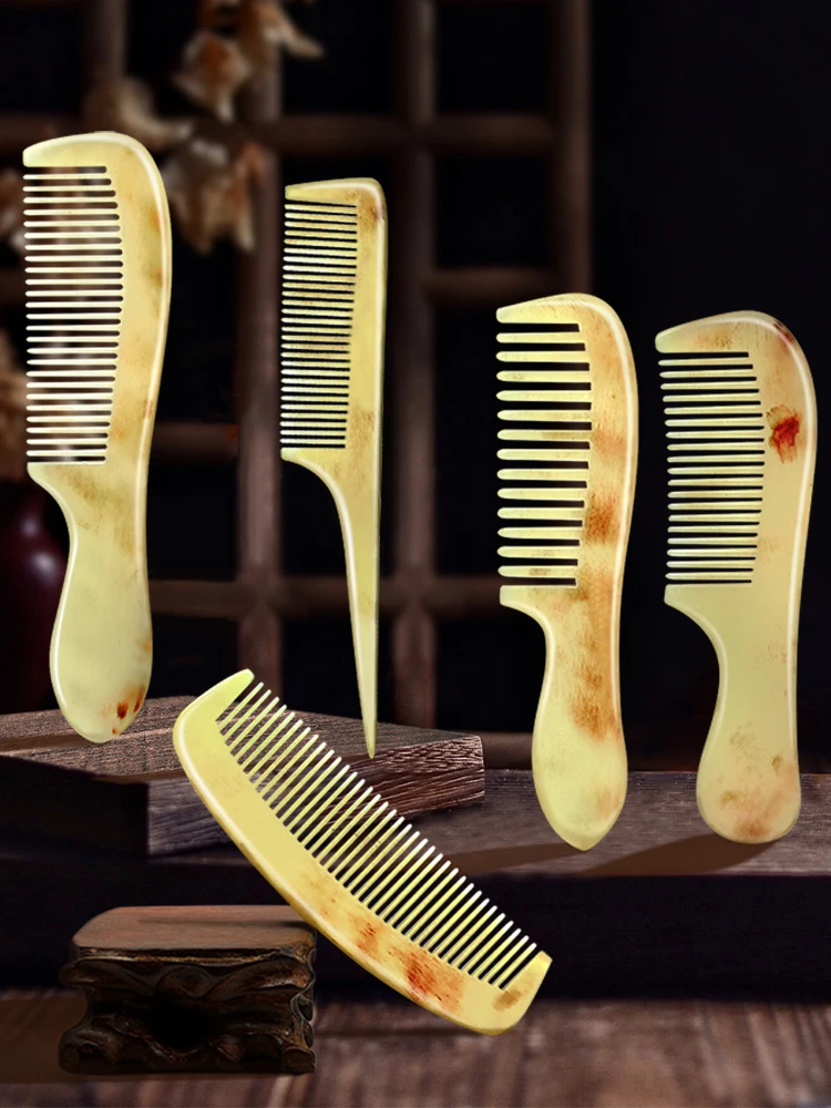 High Quality Horn Comb Horn Hand Made Polished Hair Natural Anti Static Massage Horn Comb For Salon Hairdressing Styling Tools