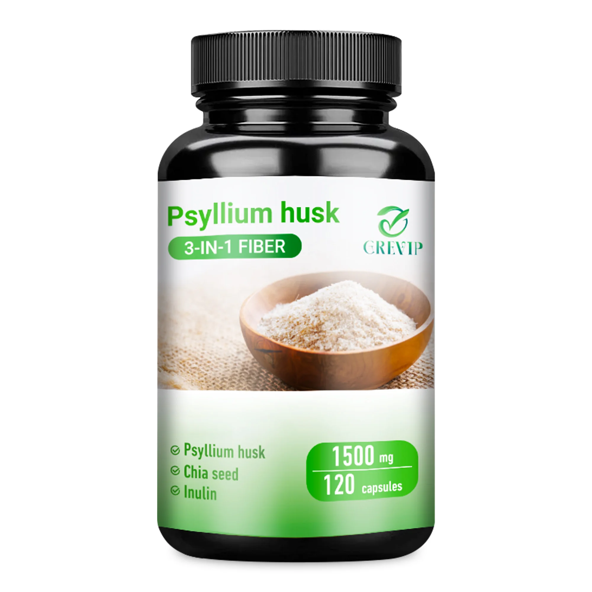 thumbnail image 1 of Cáscara de psyllium: fibra soluble natural, buena para la salud intestinal, mejora la digestión y alivia la hinchazón - 120 s, 1 of 5