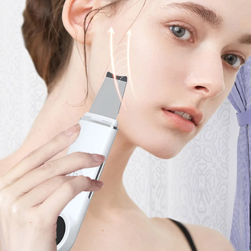 Home Use Beauty Equipment Sonic Peeler Facial Lifting Ion Skin Scrubber Ultrasonic Face Spatula Silicone Skin Scrubber Device