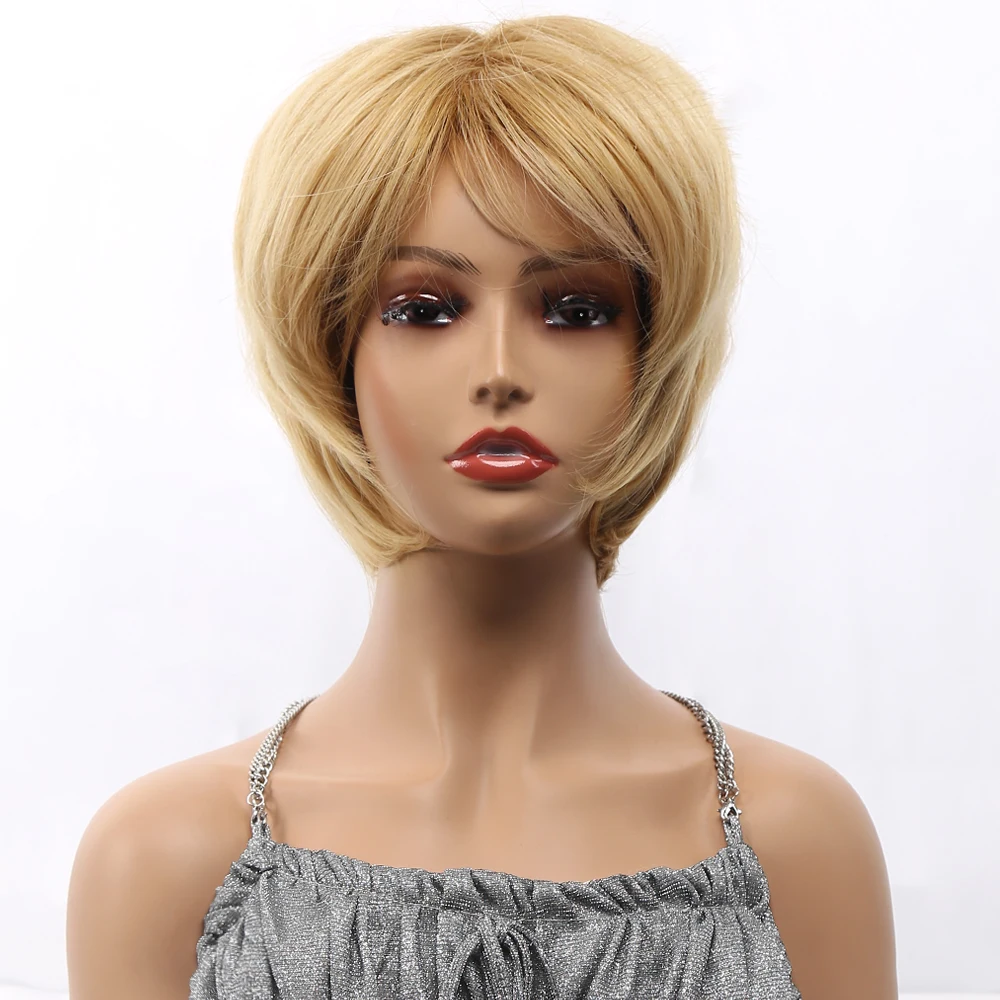 Synthetic Short Straight Wig Female Natural Hair Wigs for Women Daily Life Heat Resistant Fiber Wigs in Promotion Free Shipping