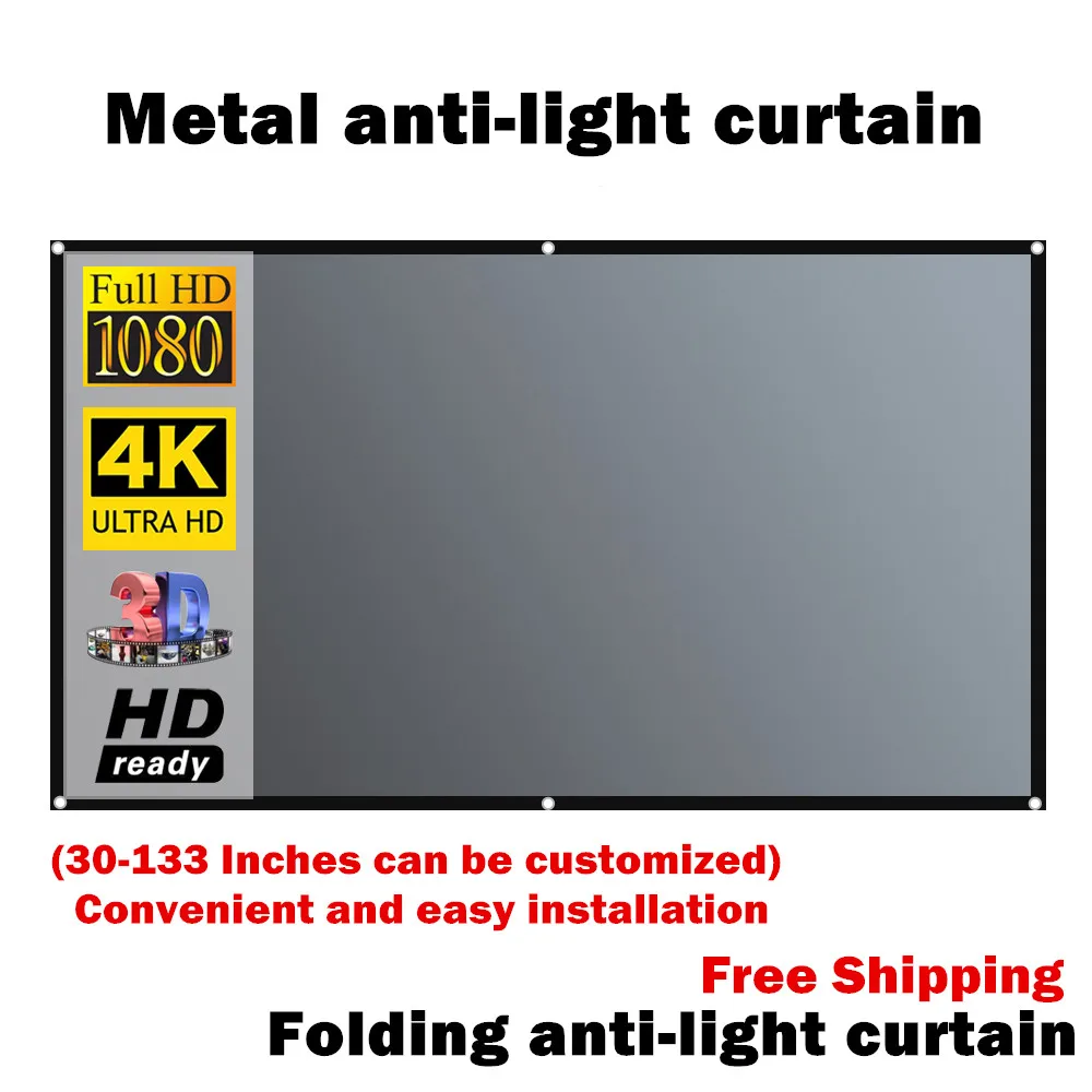 Schermo Del Proiettore 16:9 Tessuto Riflettente Per Tende Anti-Luce In Metallo Per Proiettore Yg300 Xgimi H3 Halo Mogo Xiaomi Dlp