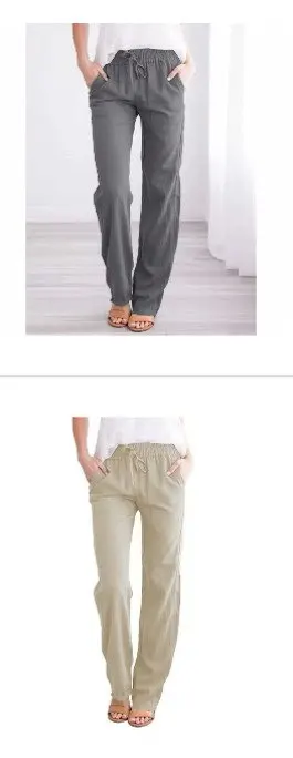 Breathable Cotton-Linen Drawstring Pants for Women - Casual Comfort photo review