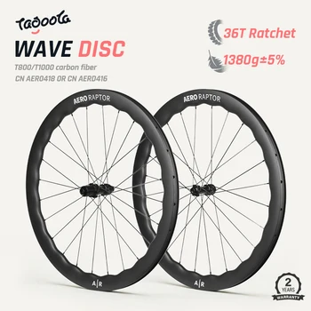 AERORAPTOR 50 WAVE 700c Set di ruote in carbonio Tubeless 36T Mozzo a cricchetto Cerchione per bicicletta di qualità AERO418 Ruote per freni a disco con blocco centrale a raggi