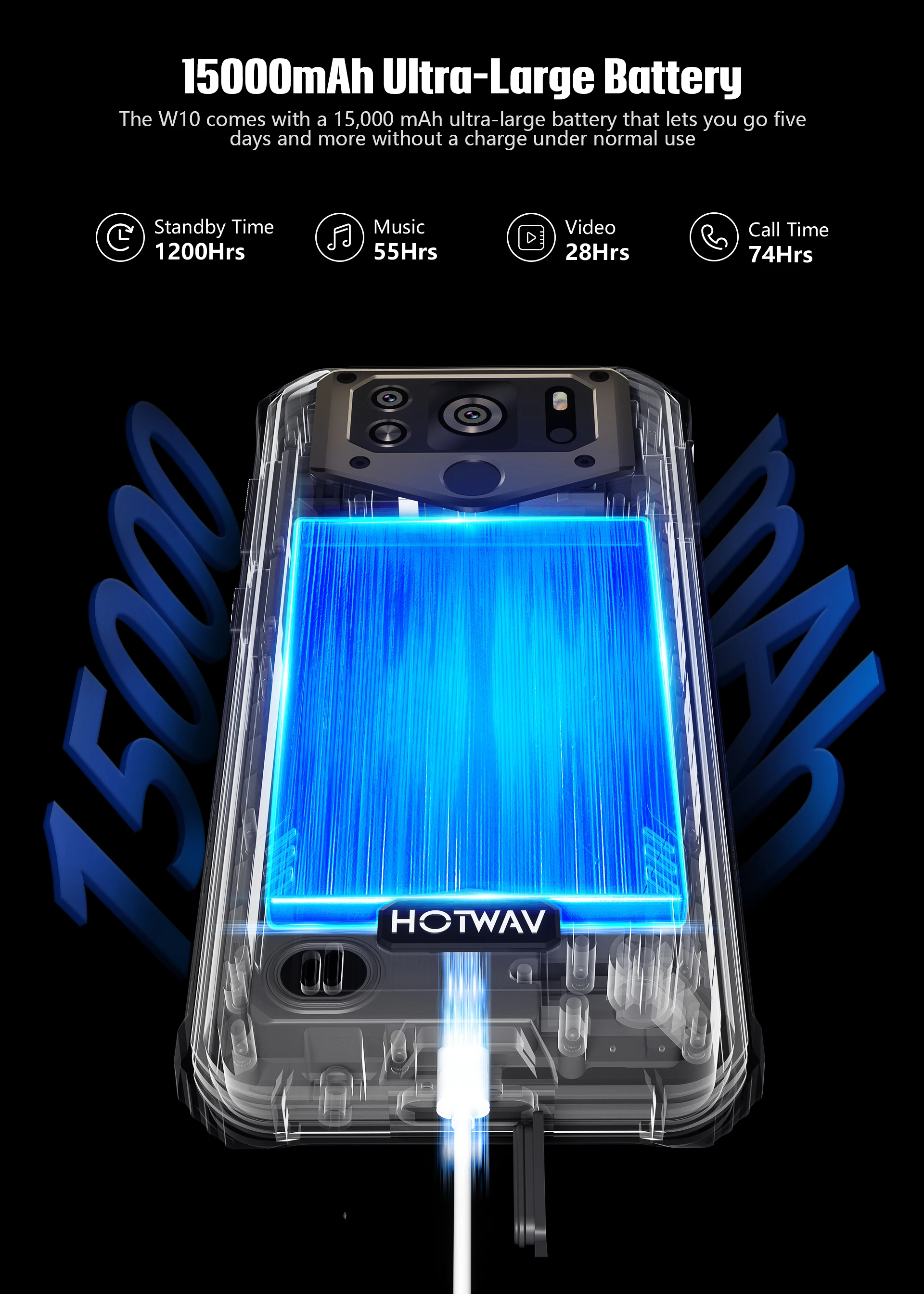 Смартфон HOTWAV W10 повышенной прочности, 15000 мАч, Android 12, телефон с  большой батареей мобильный телефон, камера 13 МП, IP68, IP69K, 6,53 дюйма,  HD +, 4 Гб, 32 ГБ | AliExpress