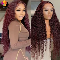 Bourgogne vague d'eau perruques de cheveux humains pour les femmes noires 13X6 13x4 dentelle avant perruque de cheveux humains Remy bouclés cheveux humains dentelle frontale perruques 1