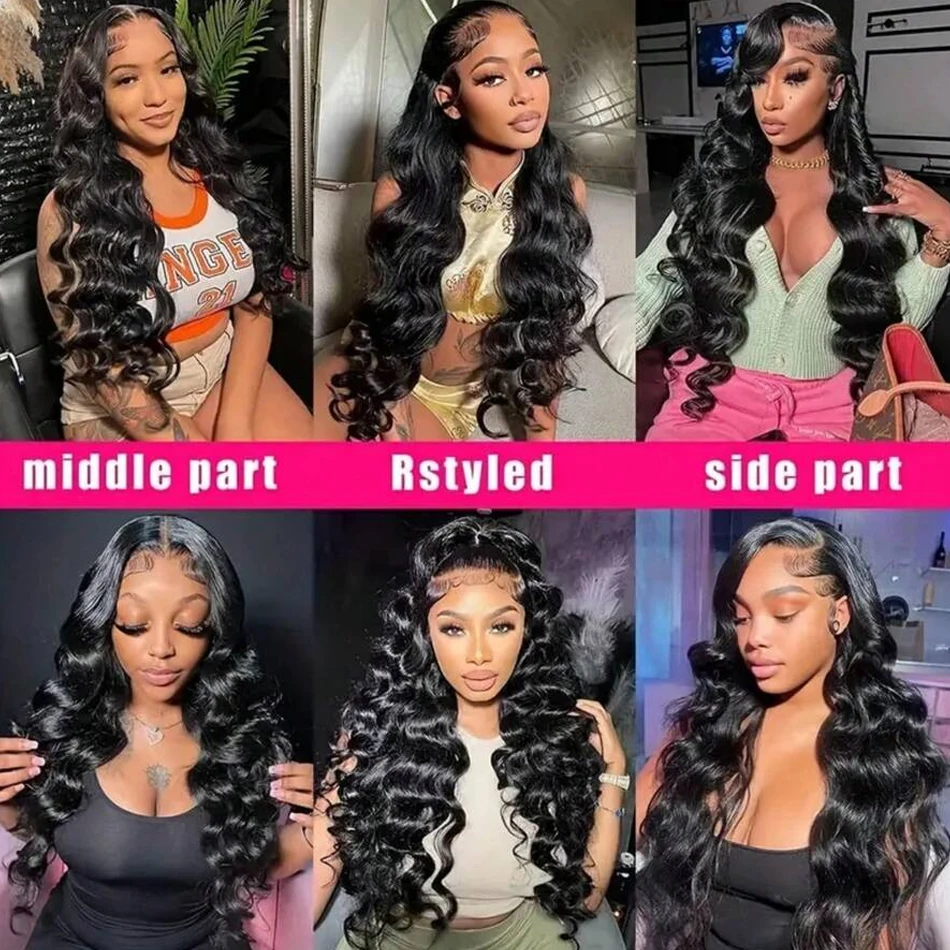 38 40 Inch 200% Density 13x4 Lace Frontal Body Wave Human Hair Wigs Brazilian Virgin 13x6 Highlight Transparent Lace Front Wig For Women Pre Plucked With Baby Hair Loose Wave Wig 8