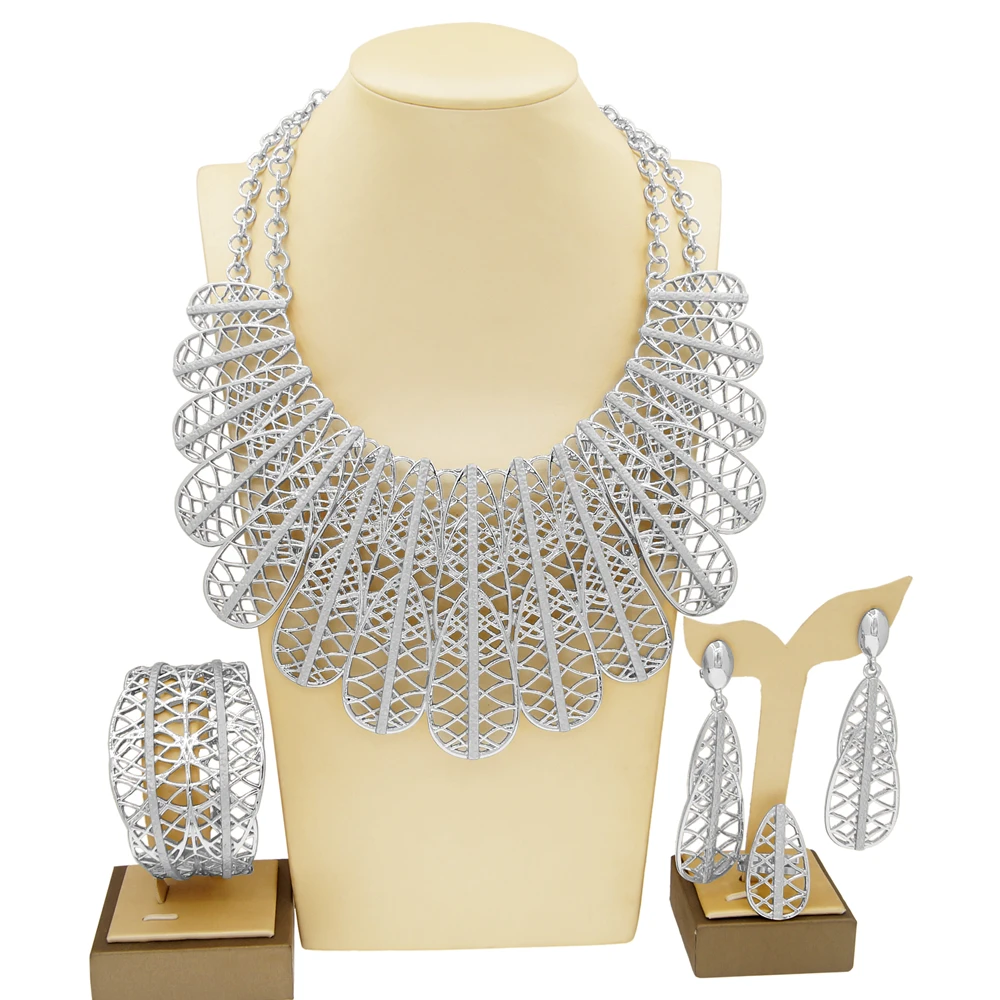 Fashion Jewelry Sets For Women Italian Gold Plated Openwork Necklace  Exquisite Party Wedding Jewelry Free Shipping Items