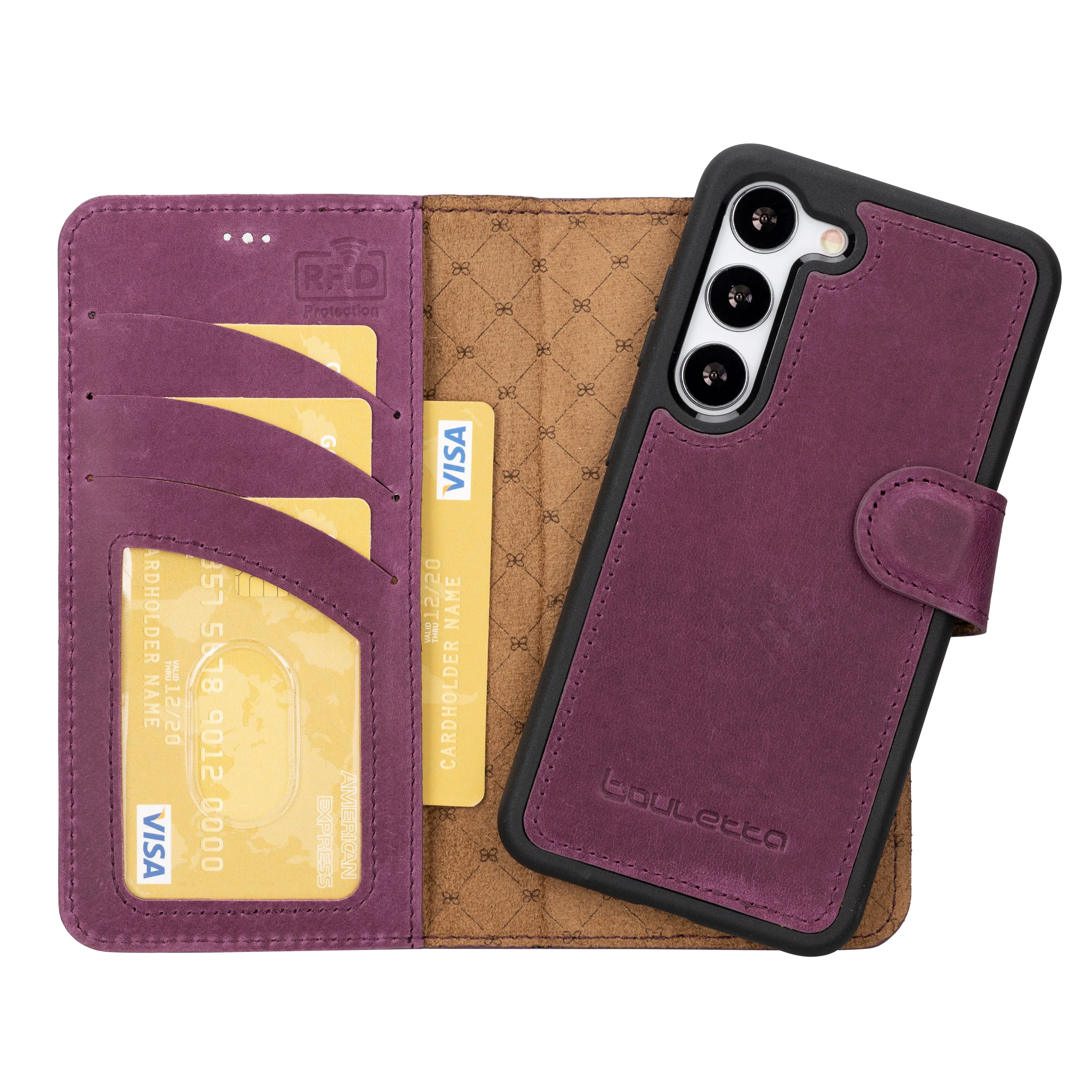 

Genuine Leather Handmade Magnetic Wallet Phone Case for Samsung Galaxy S23 Rfid and Wireless Compatible with CardHolder