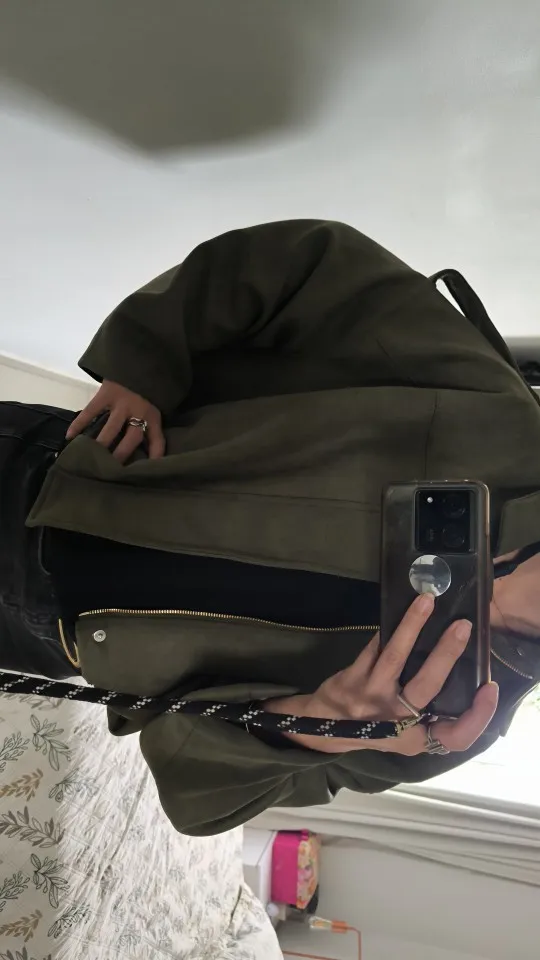 HXAO Women's Bomber Jacket Lapel Long Sleeve Zipper Suede Jacket Women 2025 High Street Cropped Racing Jackets Coats Outerwears photo review