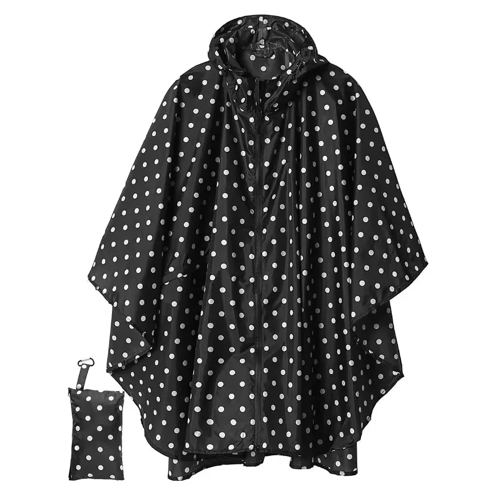 Unisex White Polka Dot Rain Poncho