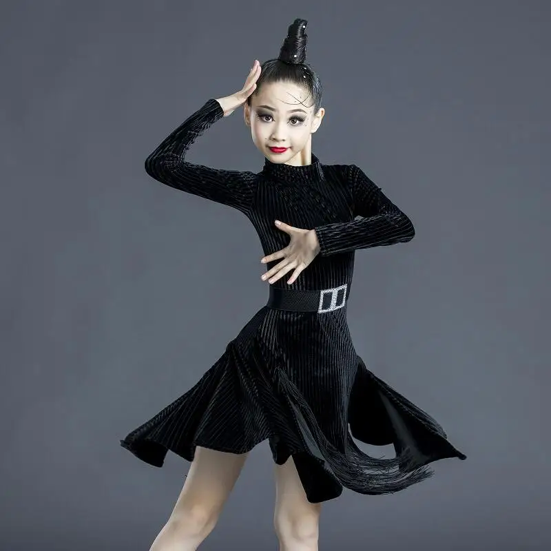 

2022 New Latin Dance Dress for Children and Girls with tassels Dance Costume for Professional Competition in Autumn and Winter