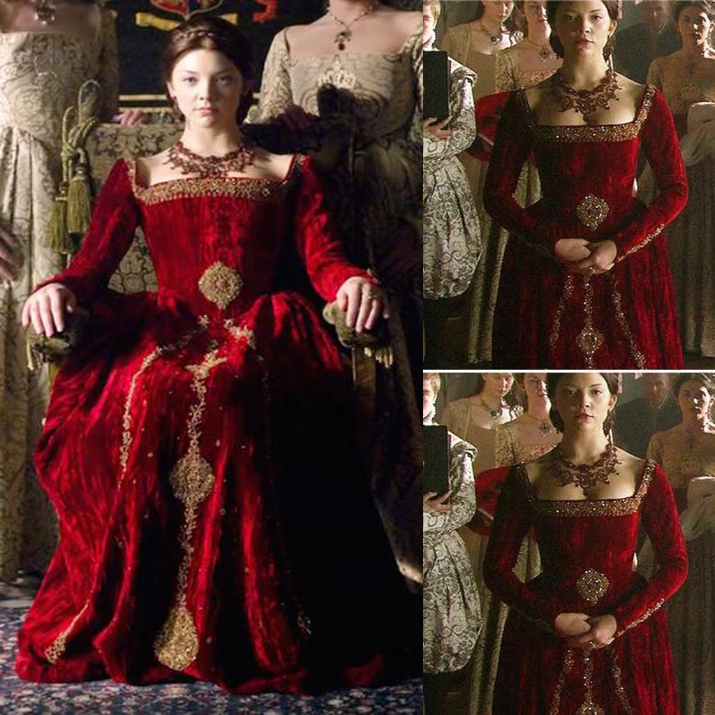 Tudor Dress Anne Boleyn Abito Da Sera Anne Boleyn Red Queen Dress England Queen Ball Gown Vintage Red Regency Dress