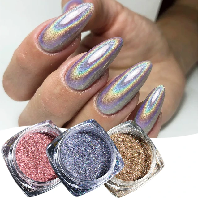 Nail Glitter Manicure Pigments  Silver Chrome Powder Nails - Silver Chrome  Nail - Aliexpress