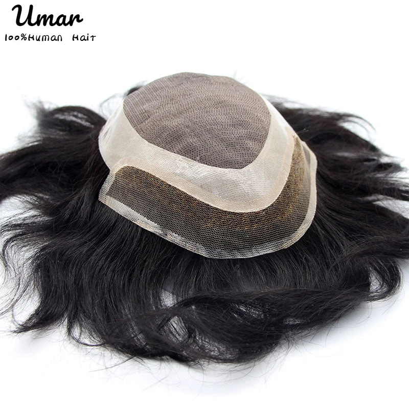 Pu Toupee 남성 모발 보형물 시스템 포함 파인 모노, 100% 인모 유닛, 남성 가발, 브라질 무료 배송