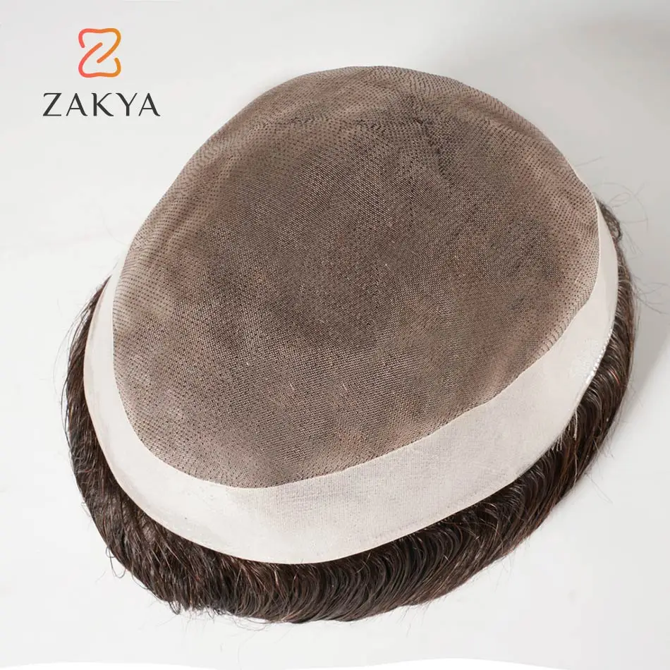 Mono Durable Human Hair Toupee Men Breathable Male Hair Prosthesis Capillary Men 130% Density 6" Male Wig Systems human hair toupee