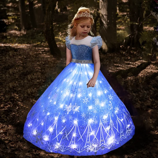 Frozen Elsa Dress Up Costume With Cosplay Accessories Crown Wand & Gloves -  Walmart.com