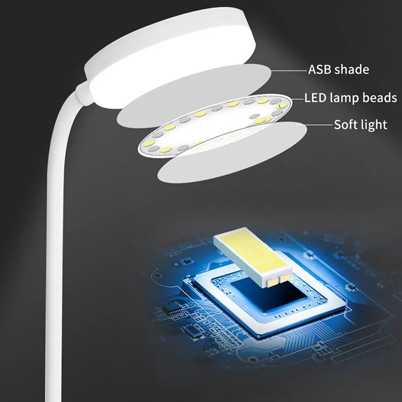 Table Lamp USB Plug Rechargeable Desk Lamp Bed Reading Book Night Light LED  3 Modes Dimming Eye Protection Light Bedside Lamp 4