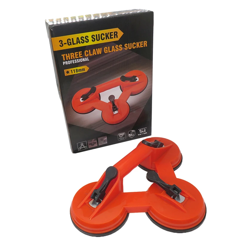 Triple Glass Suction Cups Aluminum Vacuum Plate Handle Glass Holder Hook Tile Suction Cup Lifter,for Moving Glass,Window,Granite