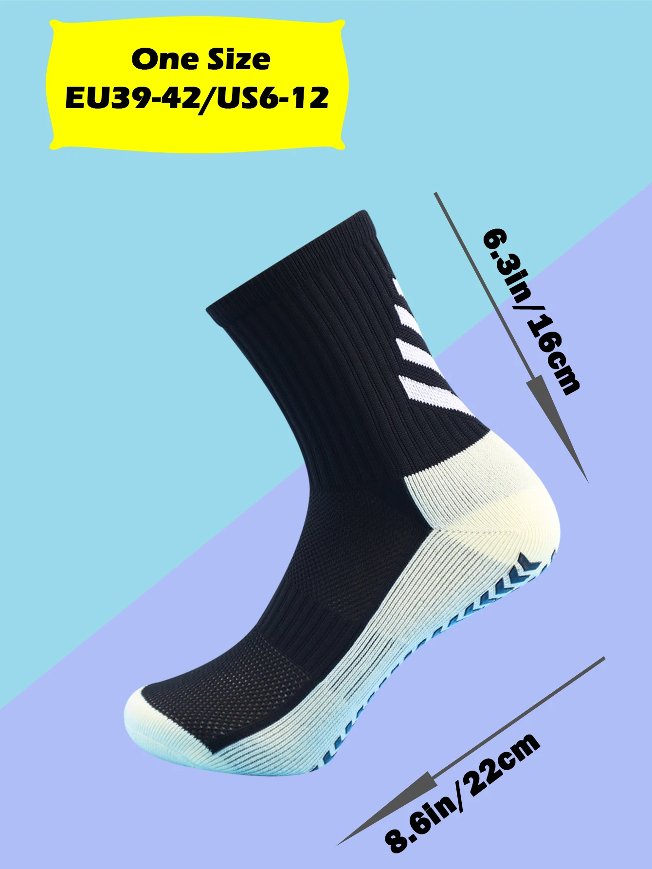 Football Socks 1 Pair Men's Grip Non Slip Athletic Cushion Pads for Football/Basketball/Hockey
