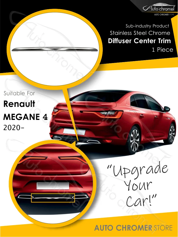 For Renault Megane IV Exhaust Diffuser Center Trim 2020 - Chrome Accessories Aftermarket Car Styling Sport Tuning Trophy