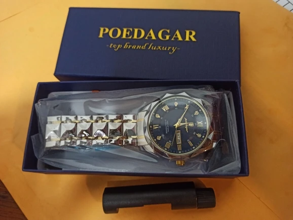 POEDAGAR Top Luxury Men Quartz Watch Waterproof Luminous Stainless Steel photo review