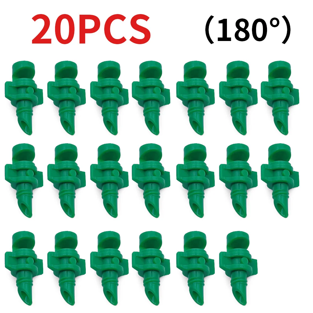 WUJIE 20PCS 90/180/360 Degree Refraction Nozzle Sprinkler Head Thread Connection Garden Irrigation Mist Sprayer for Greenhouse