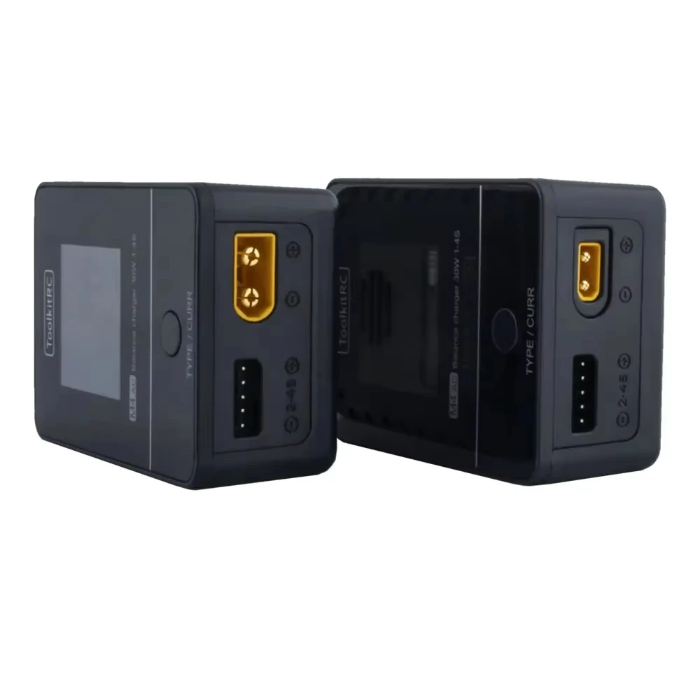 ToolkitRC M4AC 30W LiPO LiFE LiHV Compact AC Charger 1-4S XT60 Interface For RC Model FPV Racing Freestyle Drone Batteries