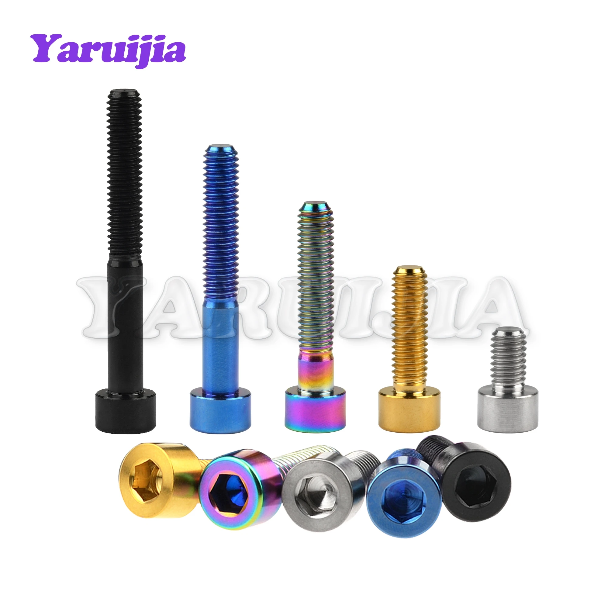 Titanium Bolts Yaruijia Titanium Bolts M5/M6x10/12/15/16/18/20/23/25/30/35/40/45/50/55/60/65mm Allen Key for Bicycle Stem Seatpost Bike Parts