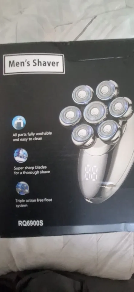 Homens 7d flutuante barbeador elétrico molhado seco barba aparador de pêlos navalha elétrica recarregável cabeça careca máquina de barbear display lcd photo review