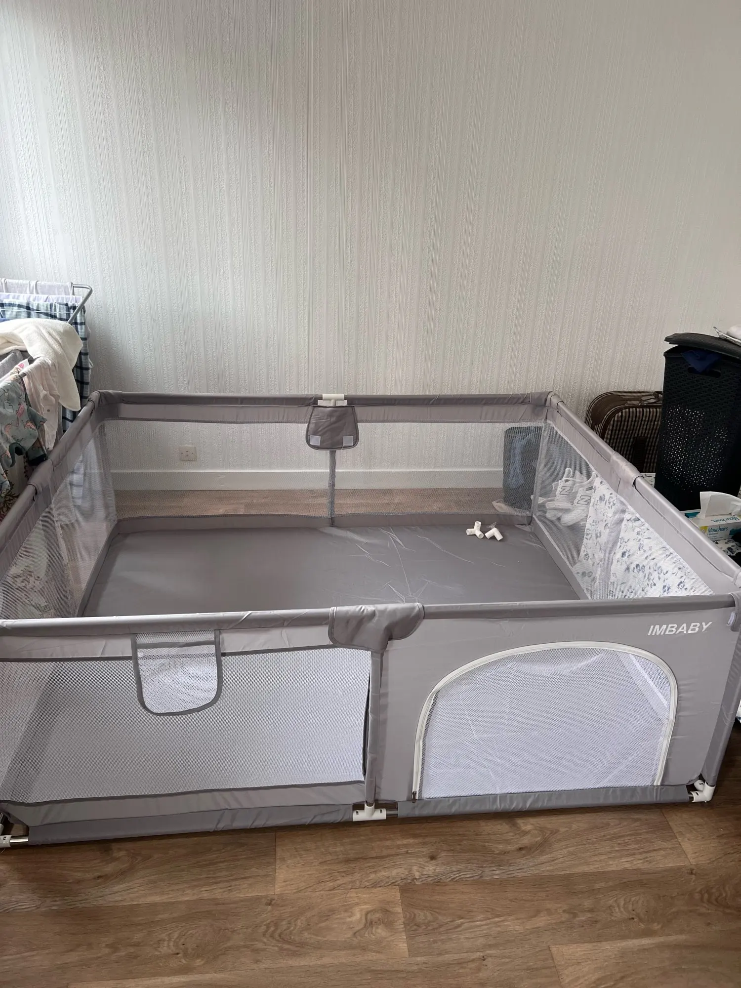 IMBABY Baby Playpen - Light Gray Play Yard with Pull Ring for Safe Play and Fun photo review