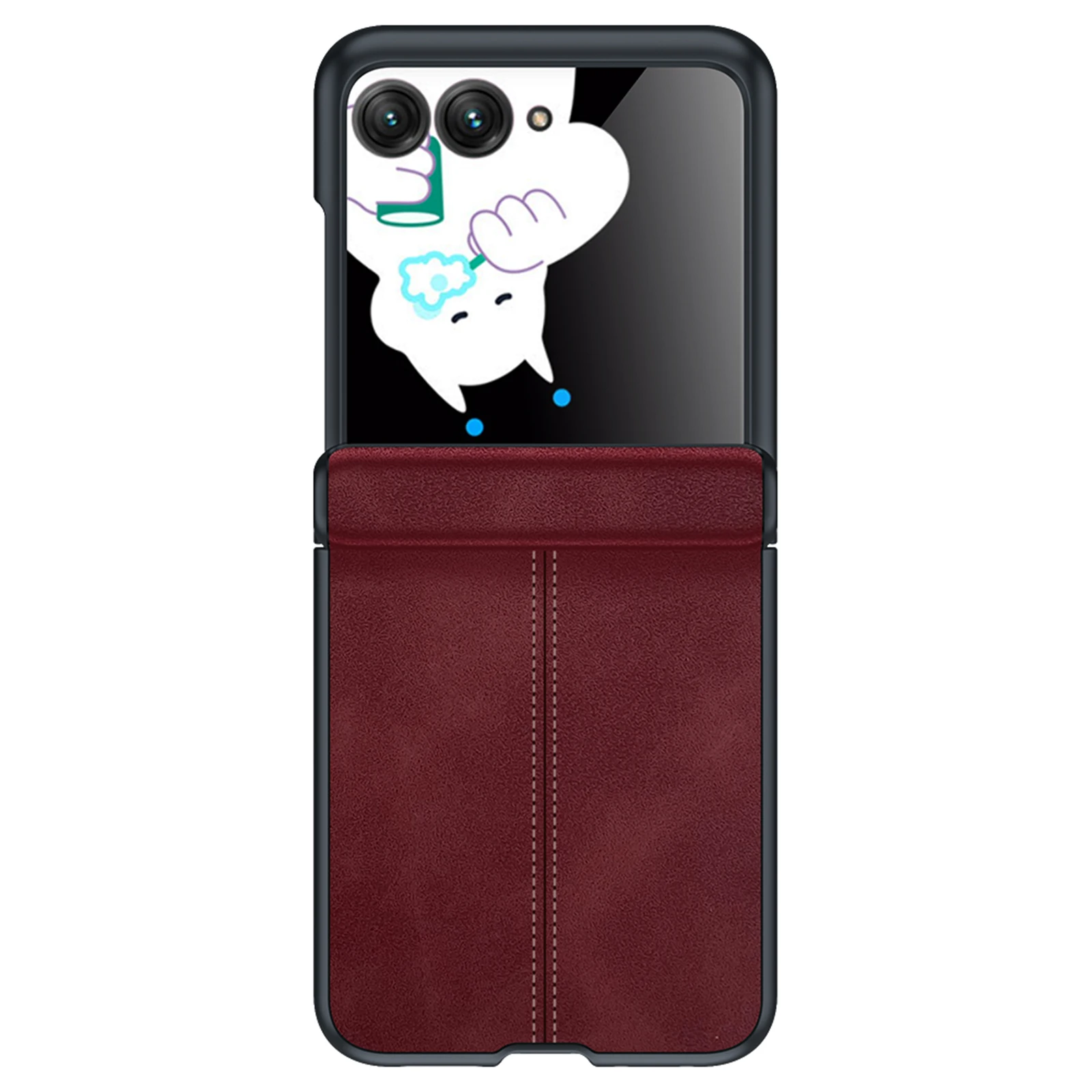 Sleek Black PU Leather Matte Shockproof Phone Case with Screen Protector