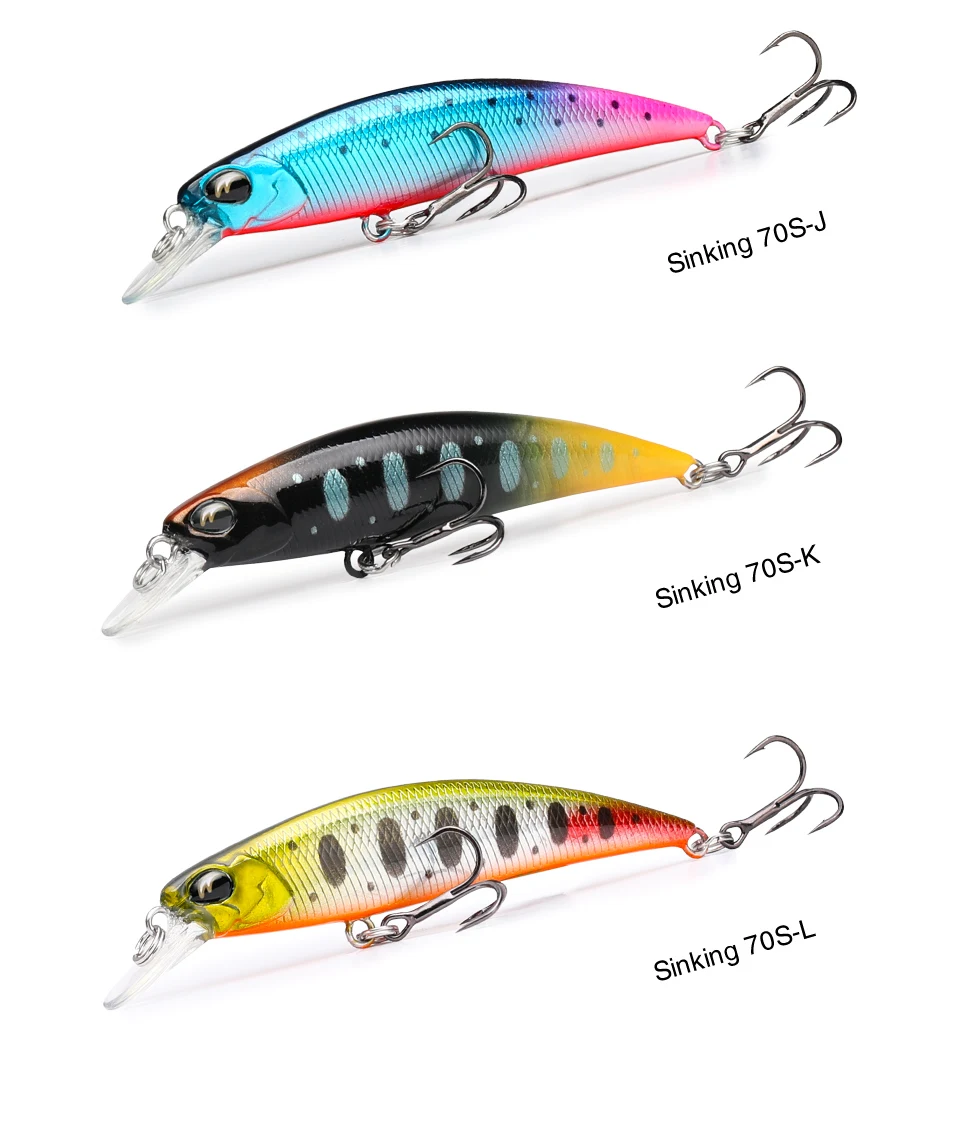 TSURINOYA NEUE Angelköder DW75 Sinking Minnow Harter Köder 70S 70mm 8,9g Jerkbait Wobbler Angelköder Süßwasserbarsch Forellenköder – Detail 18