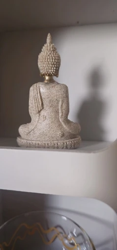 8cm Meditating Seated Buddha Statue β Sandstone Resin Carving for Home Decoration
