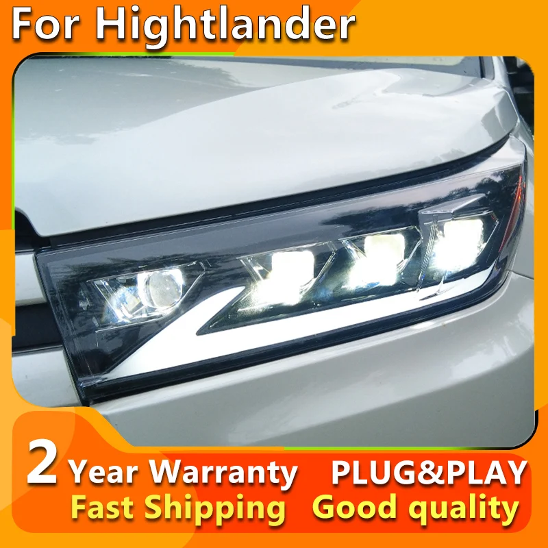 

Передняя фара для Toyota Highlander светодиодный, фара 2018-2021 Highlander DRL, сигнал поворота, линза проектора с дальним светом Angel Eye