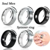 Trendy Stainless Steel Black Rings For Men Women Wedding Tungsten Carbide Rotatable Fidget Spinner Rings Anxiety Jewelry 6/8mm 6