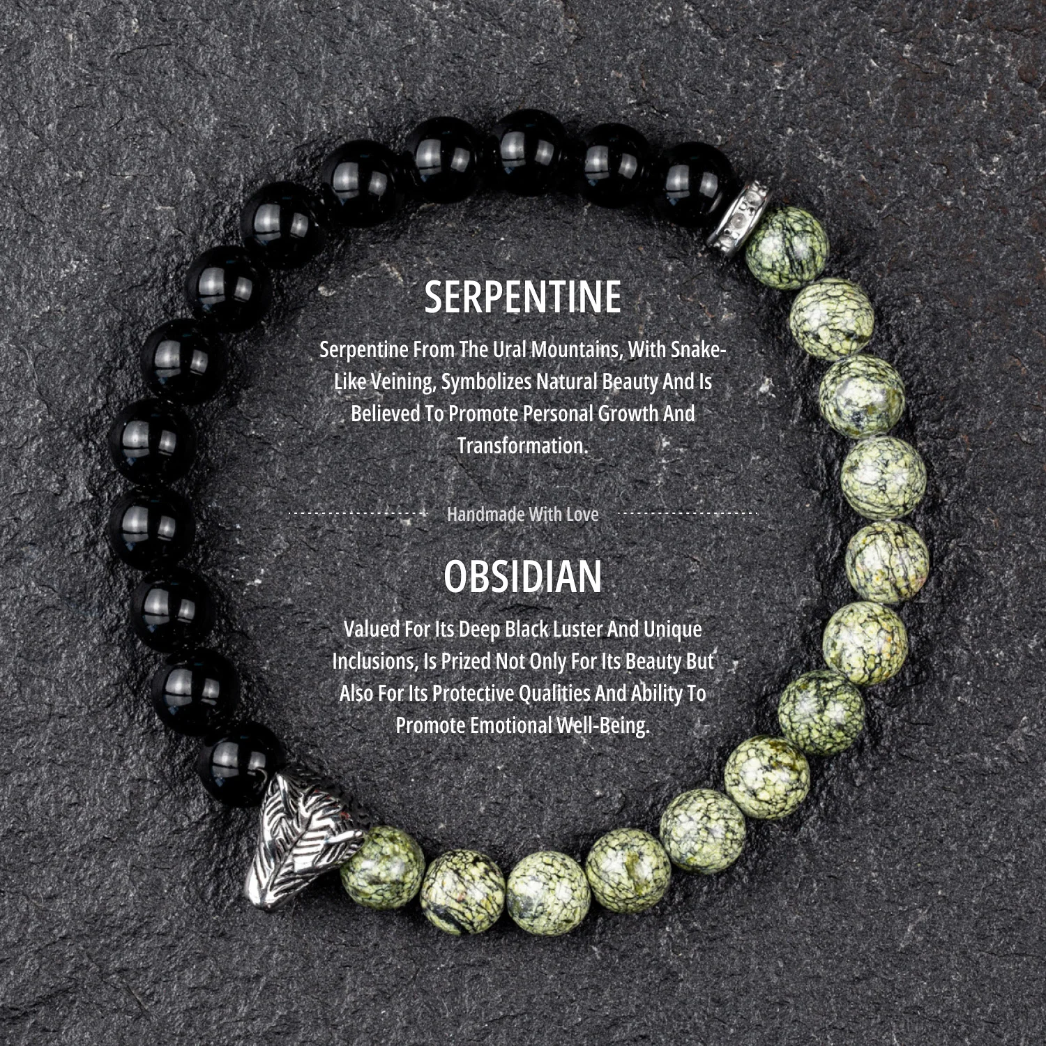 Armband aus Naturstein, 1 Stück, Obsidian-Perlenarmband, Wolf-Anhänger, Wolf-Perlenarmband, das beste Geschenk für Männer und Frauen. – Detail 15