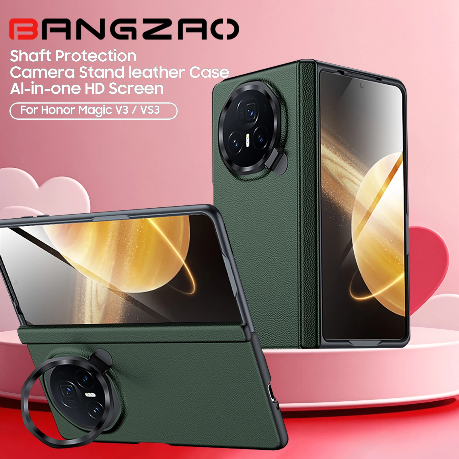 Enhanced Leather Protective Case with Camera Stand & Hinge Protection