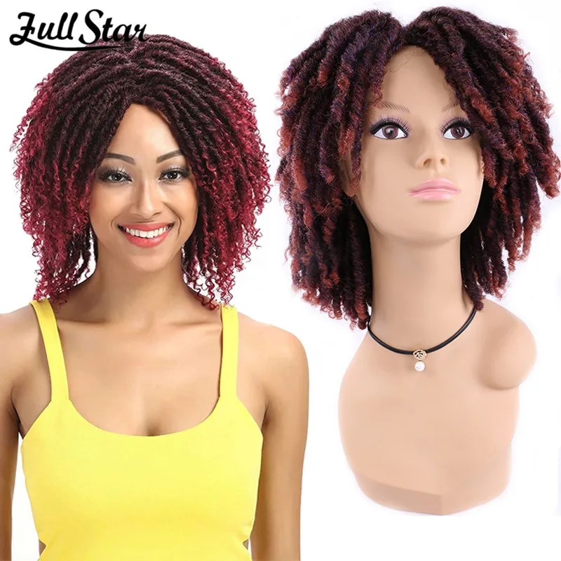 

Braided Wigs For Women Synthetic Wig Ombre Braided Dreadlock Wig Black Brown Red African Faux Locs Crochet Twist Hair Short Wigs